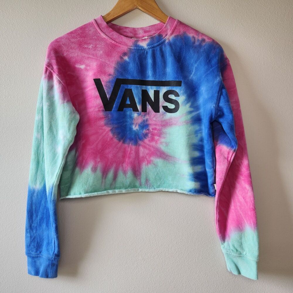 Vans Women’s Cropped Multicolor Tie Dye Long Sleeve Sweatshirt Size S